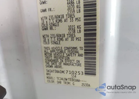 2021 Nissan Rogue Sv Fwd from USA, damaged, VIN 5N1AT3BA1MC710253